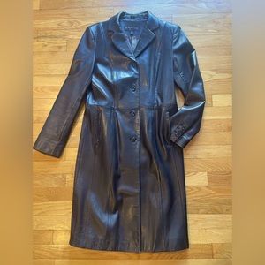 Kenneth Cole Black Leather Coat -Size S EUC